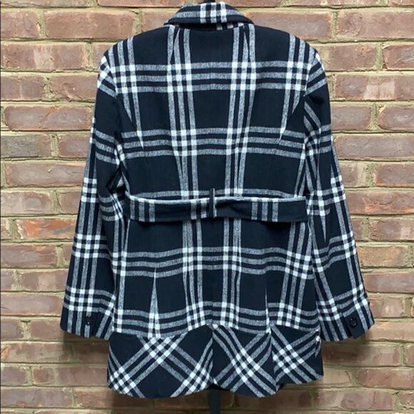 Apt. 9 Black & White Double Breasted Belt Wool Coat - Picture 6 of 10